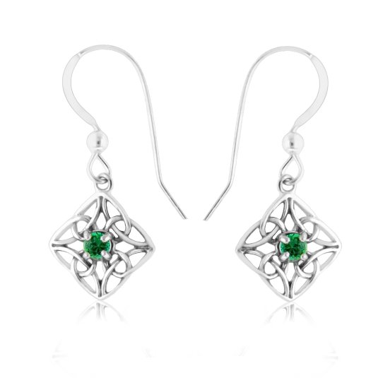 Emerald and Sterling Silver Earrings